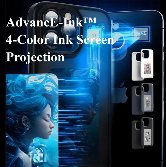 AdvancE-Ink™ 4-Color Ink Screen Projection DIY Photo Smart Case for iPhone 16, 15, 14, 13, 12, and 11 Pro Max with NFC Transmission Feature.