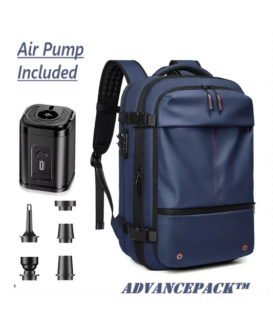 AdvancePack™ Waterproof Travel Backpack with Vacuum Compression and Air Pump, Anti-Theft Laptop Bag, Expandable Fashionable Casual Large Backpack.